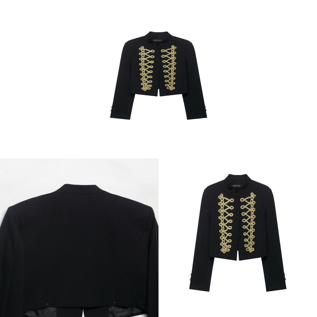 Napoleon Military Jacket For Women Long Sleeve Casual Autumn Outerwear With Button Details