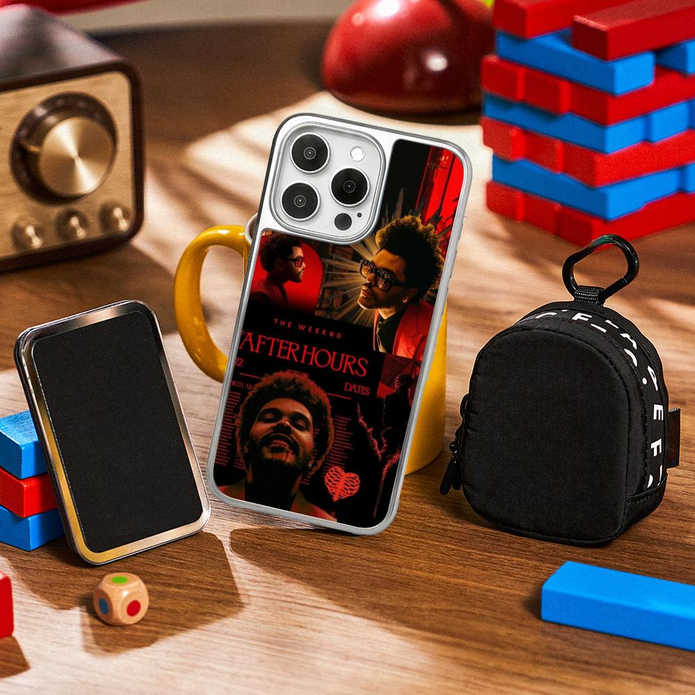 

Fashion cool weeknd poster singer Phone Case for iPhone 16 15 14 13 12 11 Pro Max Sheepskin Silver-edged protective case iPhone16ProMax