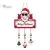 Festive Hanging Ornament Merry Christmas Wooden Wall Door Sign with Bells, Rustic Santa Snowman Indoor Holiday Party Supplies Tree Reindeer Decorative