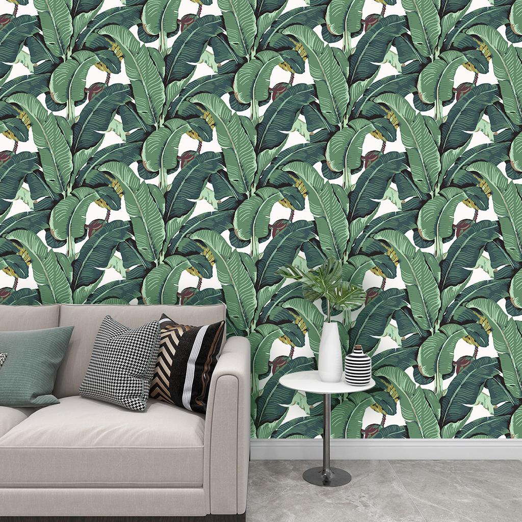 Tropical Palm Leaf Peel and Stick Wallpaper Green Banana Leaves Self Adhesive Wall Paper Removable Contact Paper for Living Room