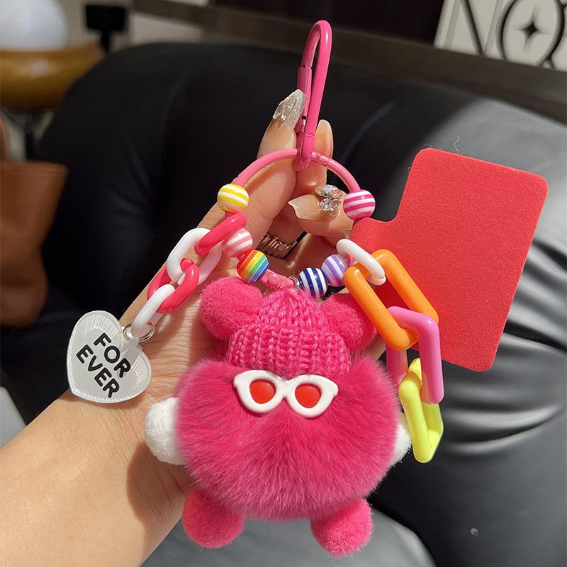 Adorable Plush Keychain DIY Cartoon Character Bag Charm for Backpack Keys