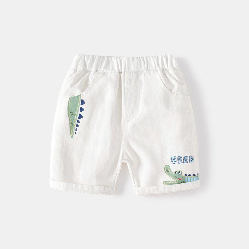Fashionable Children s Pants Summer Boys  Pants Summer Boys  Shorts Casual Mid-Length Pants Children s Cartoon Dinosaur Shorts White 100