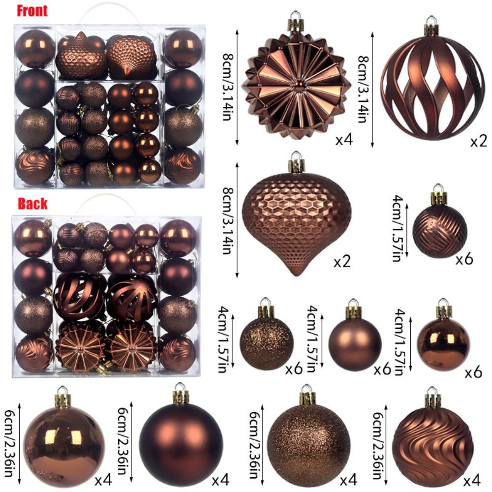 48PCS High-quality Plastic Christmas Ball Set 4/6/8cm Suspensable Christmas Tree Balls Solid Color Xmas Ornament Ball Party