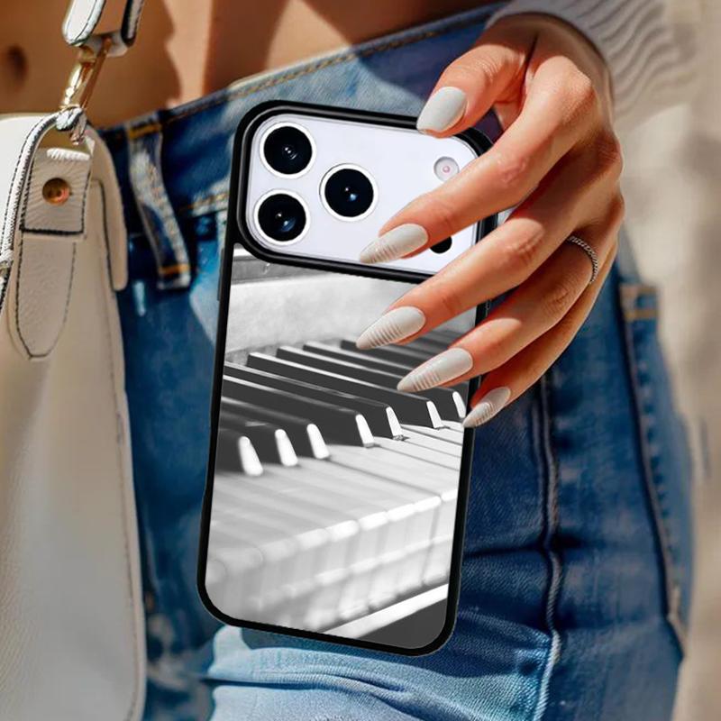 Musik Piano Elegant Telefonfodral För iPhone 17 Air 14 15 13 12 Max Fodral För Apple 16e 11 Pro Max Plus Coque