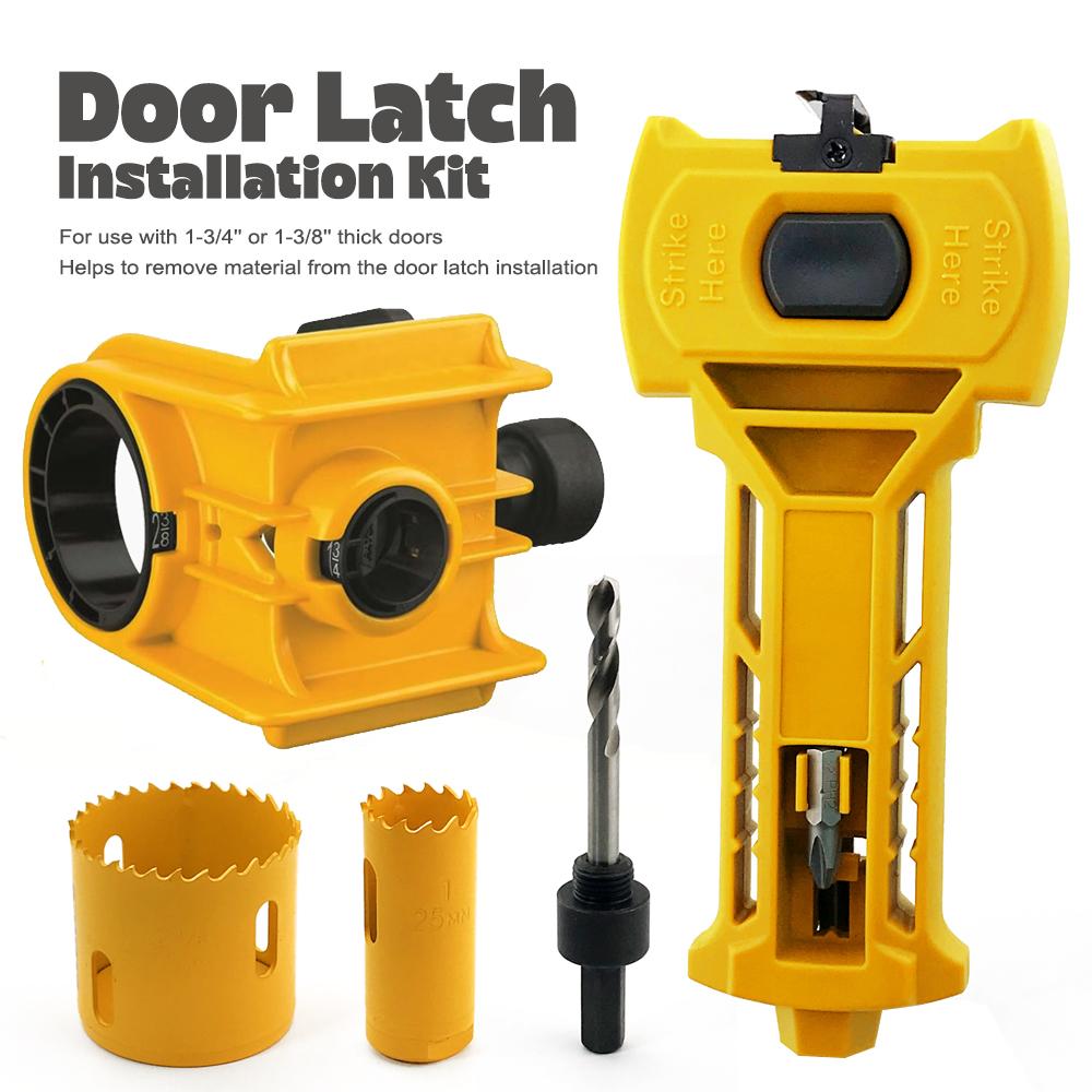 Набор для установки врезного замка дверной защелки + Набор для установки шарового дверного замка Подходит для дверей толщиной 1-3/4  или 1-3/8  для металлических или деревянных дверей жёлтый