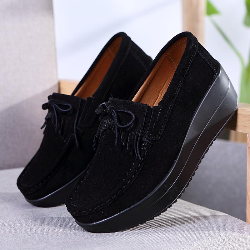 Mom shoes comfortable fashion women's single shoes casual flat hollow high heel women's shoes large size