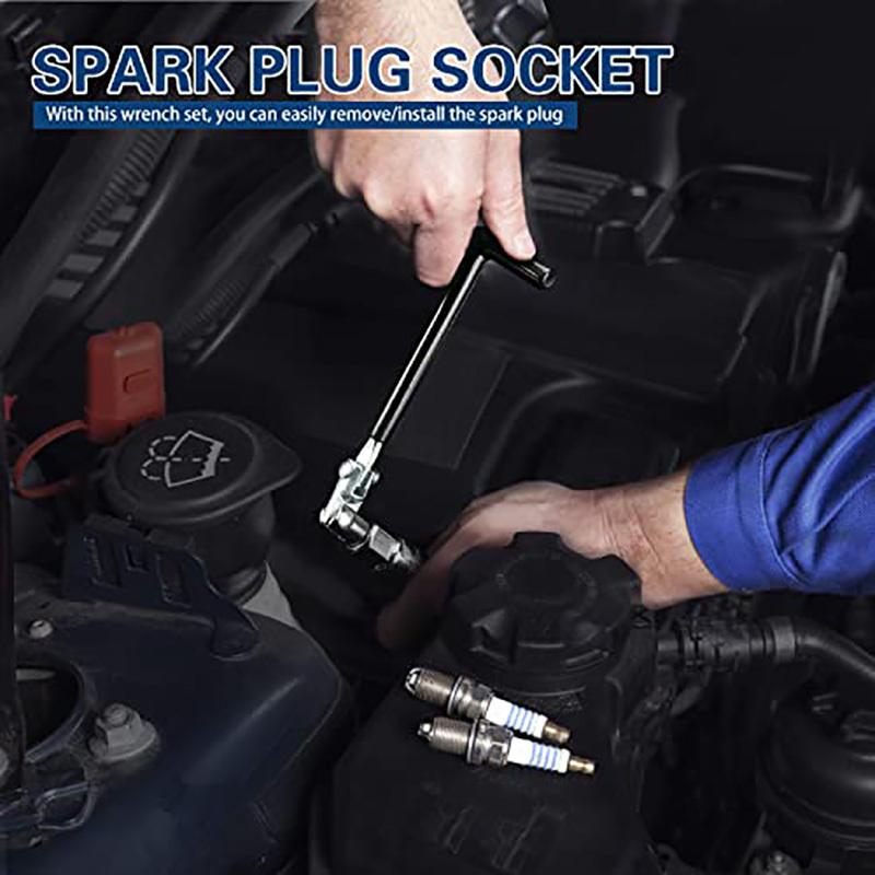 Spark Plug Wrench Set 4 Pieces, Spark Plug Set, Car Repair Tool, Heavy-duty Chrome Spark Plug Disassembly 16mm 18mm and 21mm