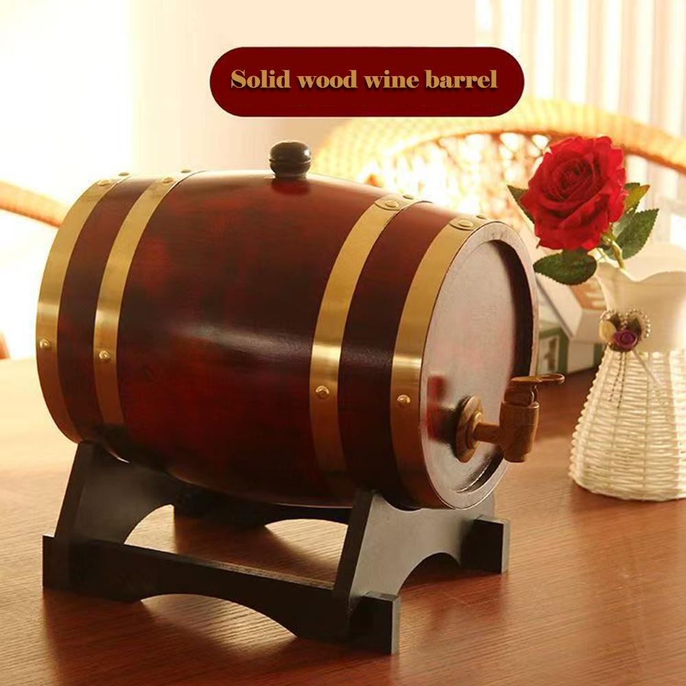 High-capacity pine wine barrel, Household solid wooden wine cask, Empty barrel for storing red wine, Winery make wine barrel, 3L