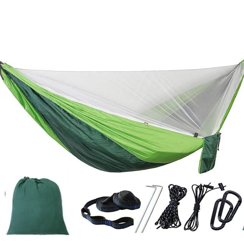 Automatic Quick-Open Mosquito Net Hammock Outdoor Camping Double Person Nylon Parachute Style