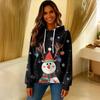 Women's Loose Comfortable Casual Fashion V-Neck Christmas Print Long Sleeve Hoodie