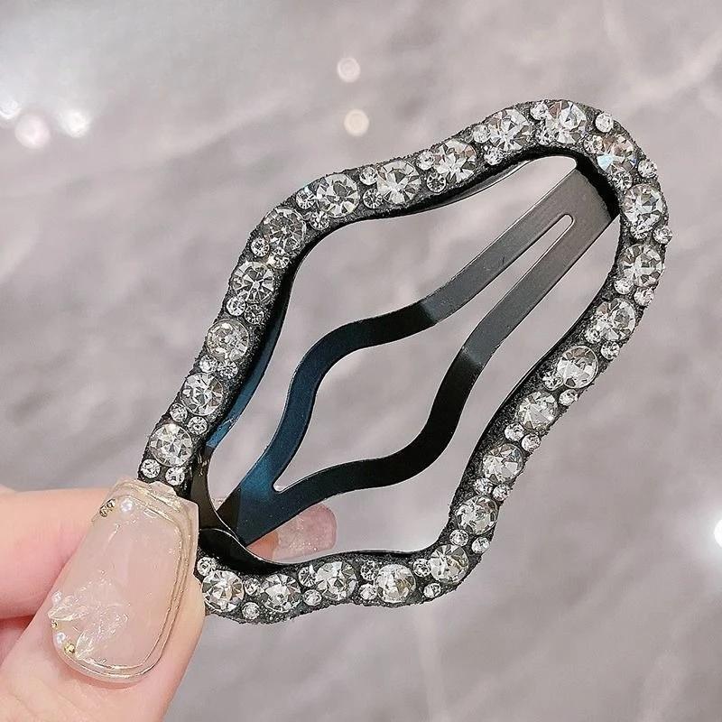 New Women Hairpin Full Diamond Cloud Shaped Back Head Hairpin Broken Hairs Finishing Headdress Grab Clips Rhinestones Headwears