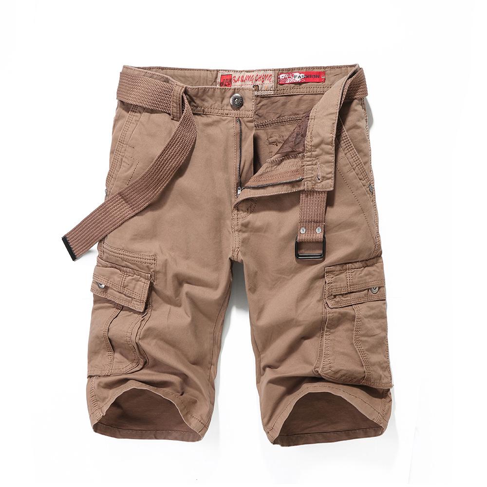 Men's Summer Cotton Workwear Cargo Shorts - Washed, Casual, Multi-Pocket, Straight Leg Bermuda.