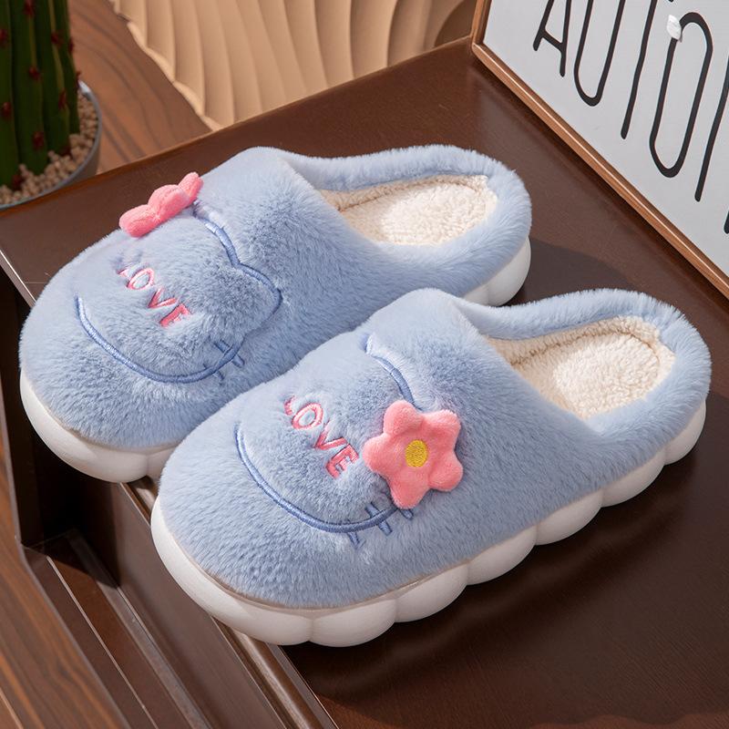 Cartoon cat cotton slippers winter velvet thickened cotton drag couple indoor home warm shoes