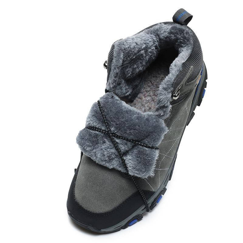 Autumn and Winter Velvet Outdoor Sports Shoes Men's and Women's Large Size Cotton High-top Hiking Shoes Couple's Hiking Shoes Cotton Boots
