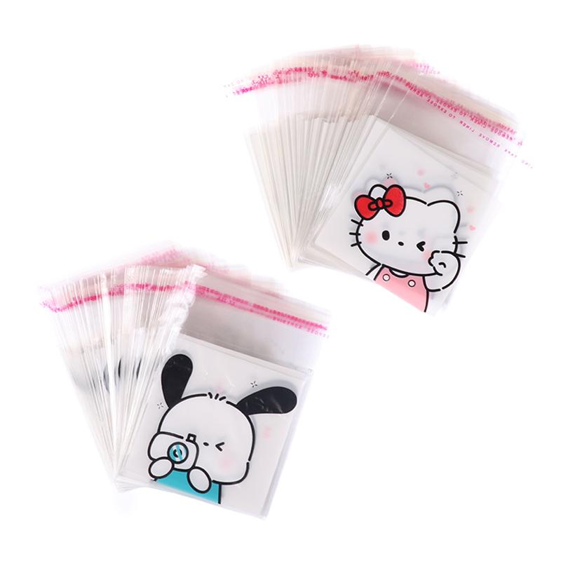 100Pcs Cute Hello Kitty Pochacco Transparent Ziplock Bag Waterproof Packing Bags Candy Biscuit Self Sealing Bag Gift Bag