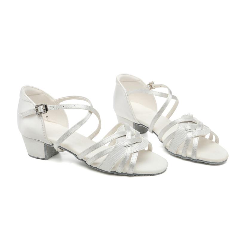 Women's Soft Sole Dance Shoes White Silk Shoes Ladies Modern Tango Dancing Women Latin Shoes Salsa Sandals Midheel  3CM/4CM