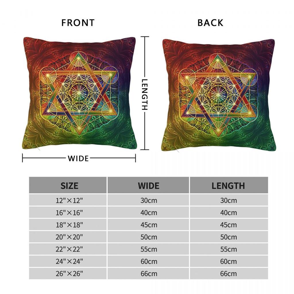 Federa Cuscino Quadrata Metatron's Cube Con Merkabah E Fiore Della Vita Copricuscino Copricuscino Cuscino Decorativo Per Divano Di Casa