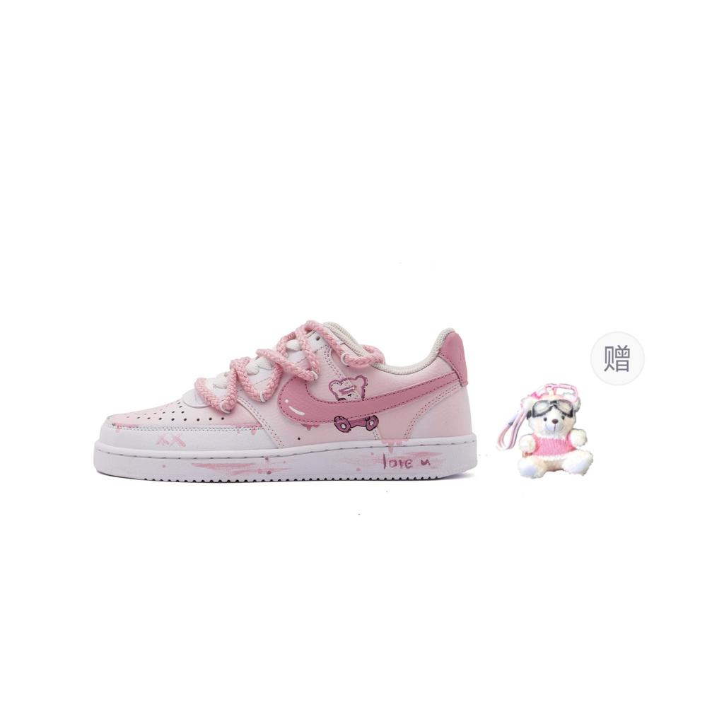 Nike Court Vision Abrasion Resistant Low top Skateboard Shoes Unisex Pink White DH2987-002(Team1393-)