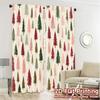 Set Of 2 Flat Printing Jit Curtains Without Rod Festive Forest Chic Drapes Yarn Suitable Curtain Made Polyester
