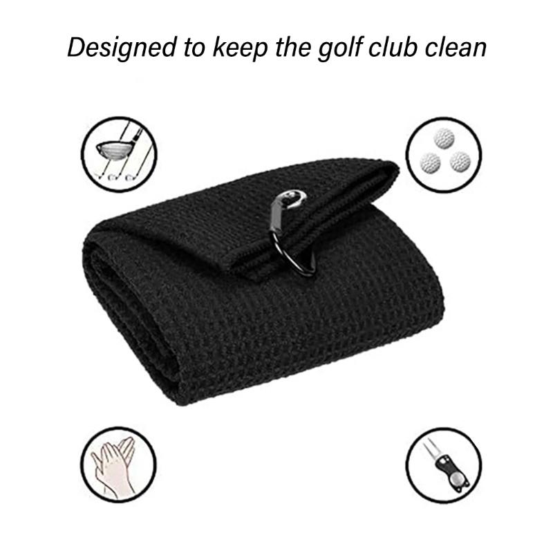 Golfs Club Wiping Cloth Golfs Towel with Buckle Hook Resistance Clip Golfs Head Cleanings Cloth Microfibers Wipe Cleaner
