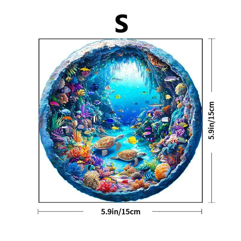 Color Underwater Animal Wooden Puzzle Irregular Animal Shape Puzzle Flat Wooden Puzzle
