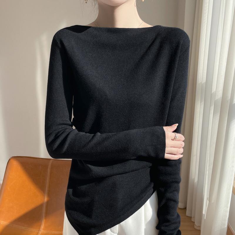 Women's wool pullover Qinghe cashmere 50% silk 50% wool spring and summer wool soft, comfortable and warm