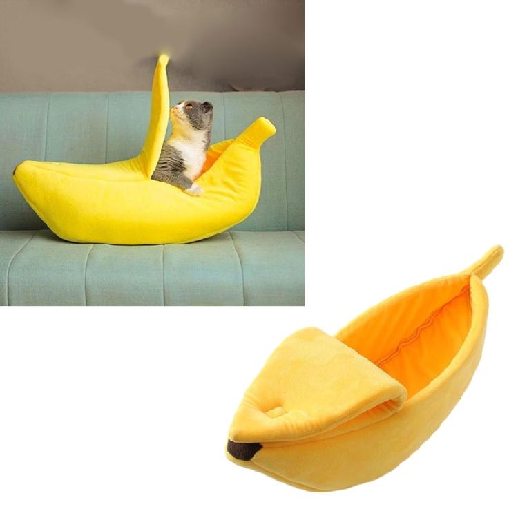 Warm Cat Cave Bed for Indoor Cat Cartoon Banana Hideaway Beds Soft Tent House