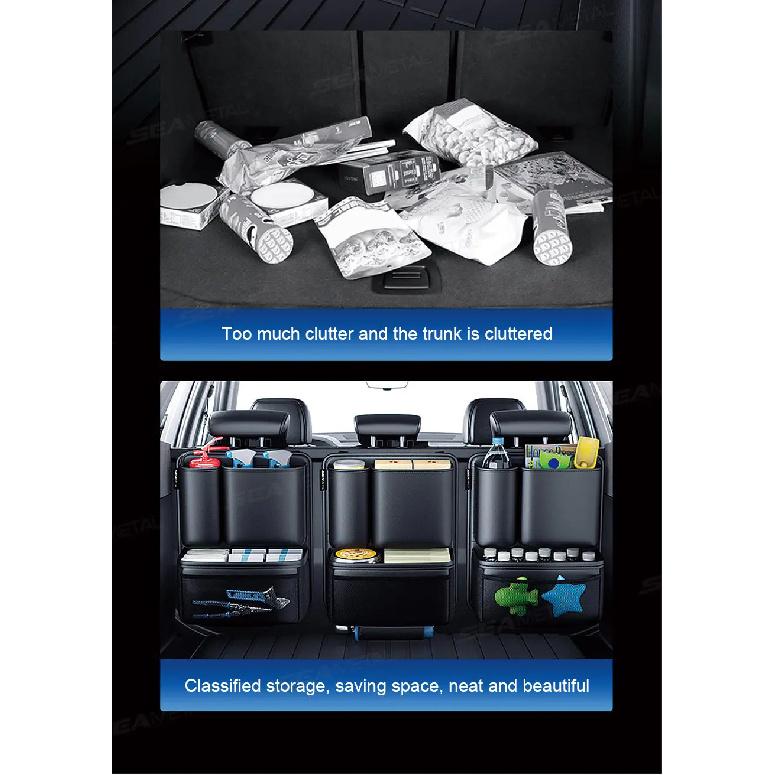 SEAMETAL High-Capacity Car Trunk Storage Bag Leatherette Seat Back Organizer Bag Detachable Hanging Universal Car Storage Pocket