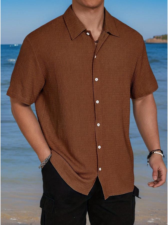 Men's Summer Solid Color Short Sleeve Shirt