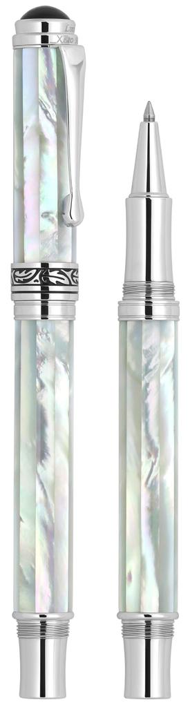 Xezo Maestro Rollerball Fine Ocean Mother of Chrome Limited Pack of 2 Pen, Point, White, Pearl, Plated, Handcrafted, Edition, Unserialized,