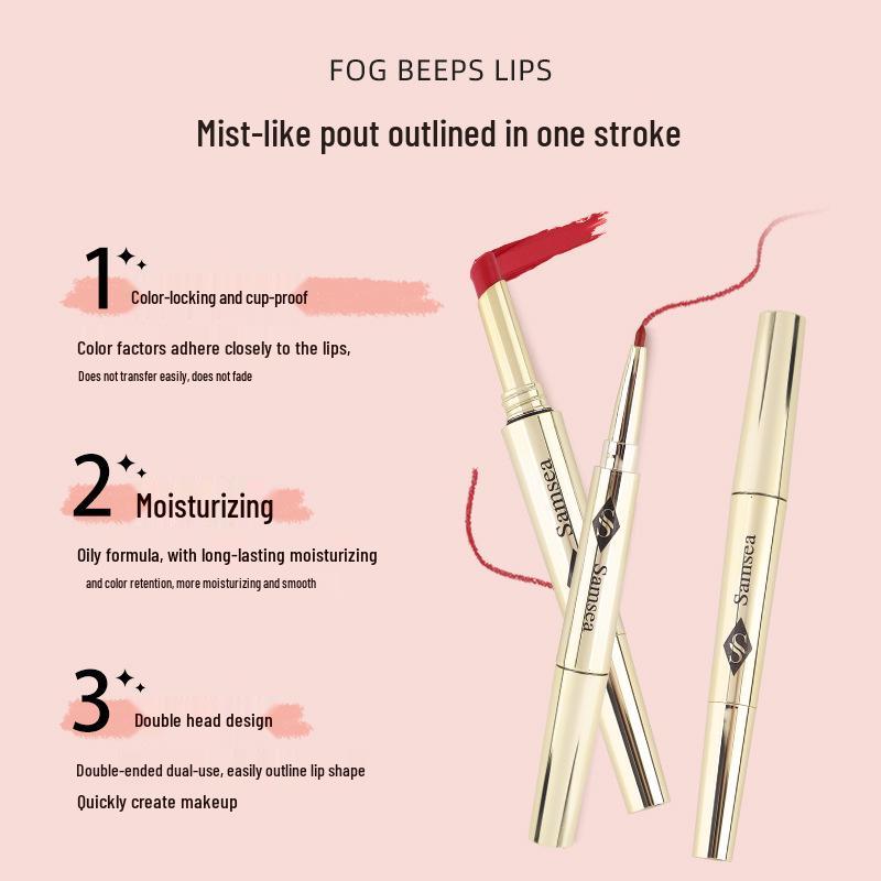 Samsea Saint-Hilaire Double-ended Matte Lipstick & Lip Liner Pen - Nude, Non-fading Makeup.