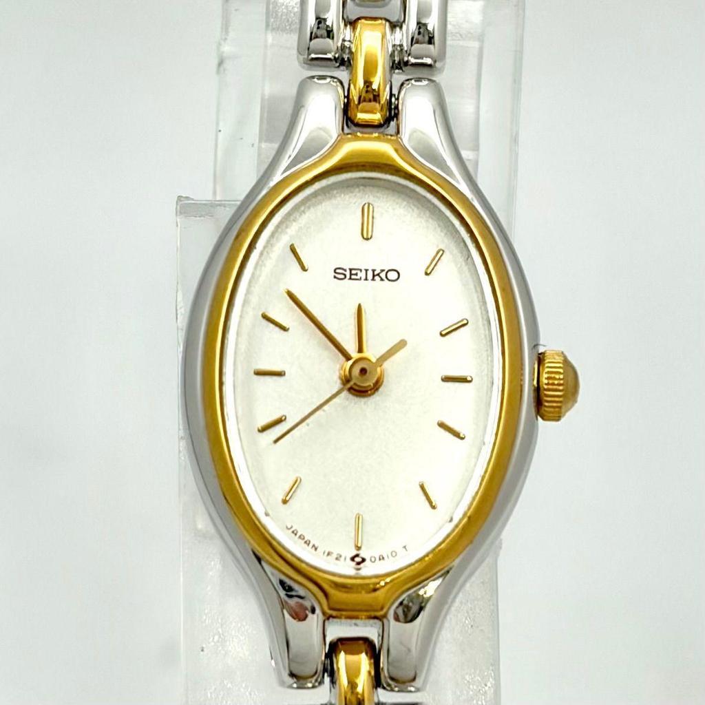 Used [Good condition/new battery] SEIKO Seiko ladies watch oval 1F21-5A00 270098