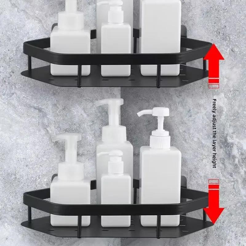 No Punching Required Bathroom Shelf Aluminum Alloy Shampoo Rack Makeup Organizer Shower Shelf Bathroom Accessories Corner Shelf