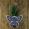Hand-Painted Blue and White Ceramic Wall Vase with Floral and Bird Design