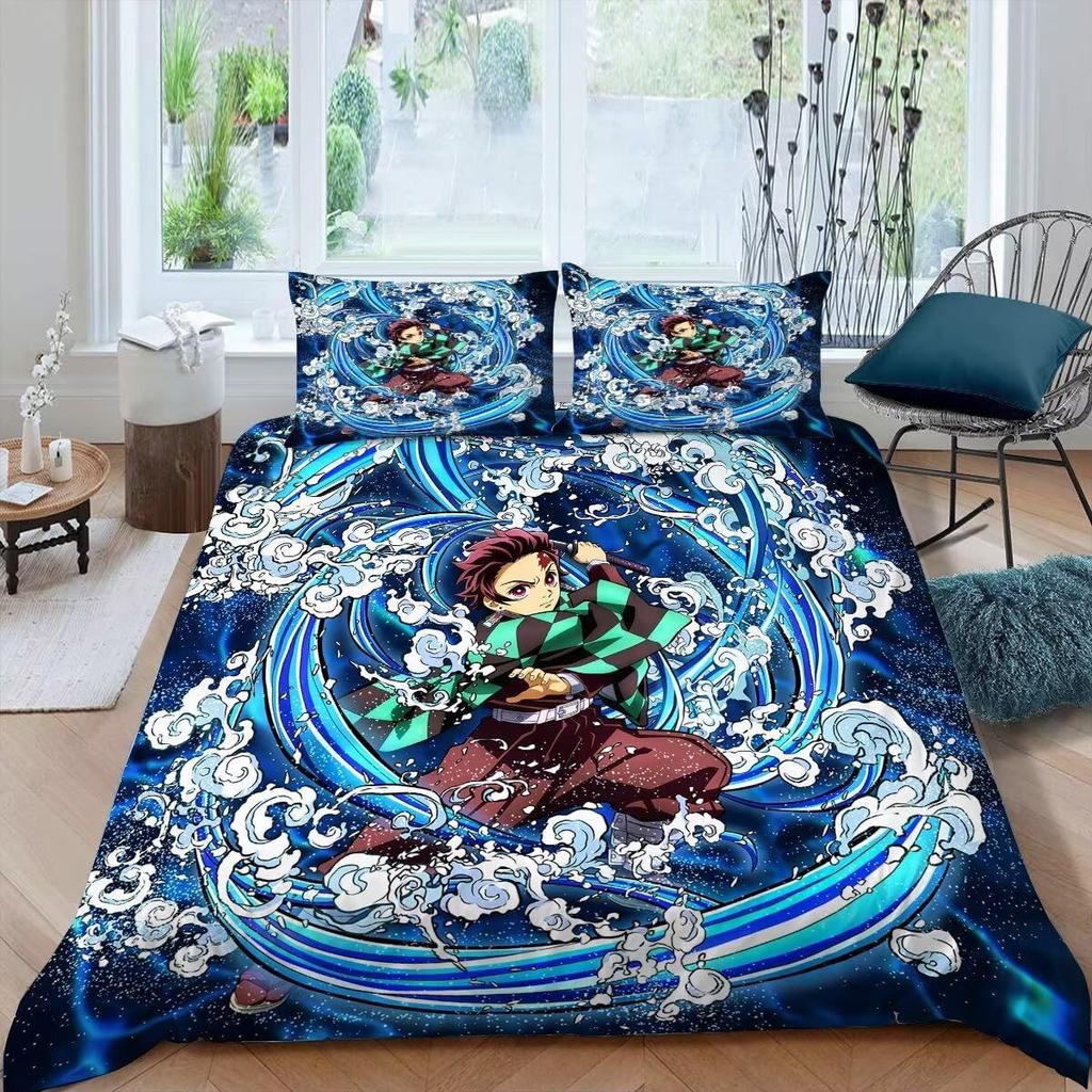 Anime Girl Three-Piece Quilt Cover 3D Digital Printing Bedding Set Bed Cover