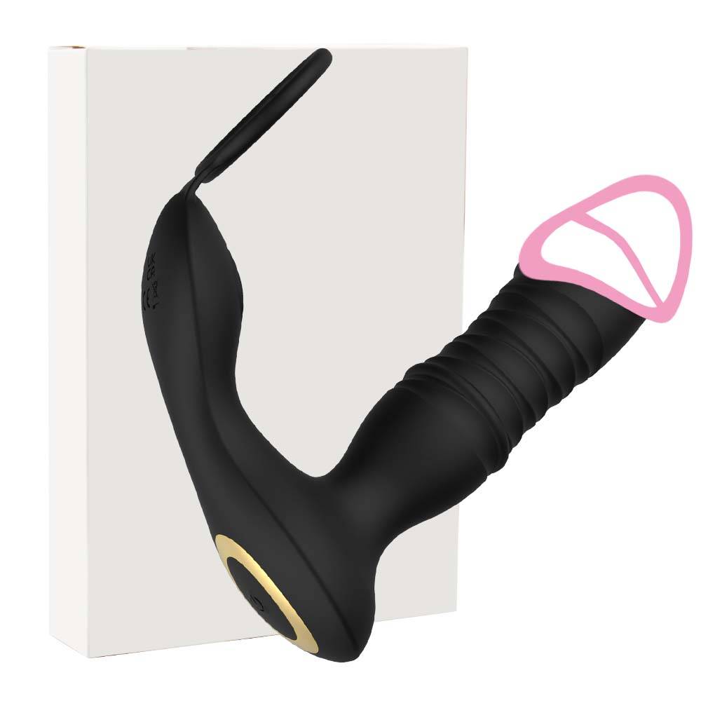 APP Remote Control Anal Vibrator 9 Thrusting Vibrating Modes Prostate Massage with Cock Ring Dildo Adult Sex Toy for Man Couple