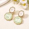 Fashion Green Crystal Oval Dangle Earrings for Women Girls Elegant Resin Acrylic Round Geometric Earrings Zircon Accessories