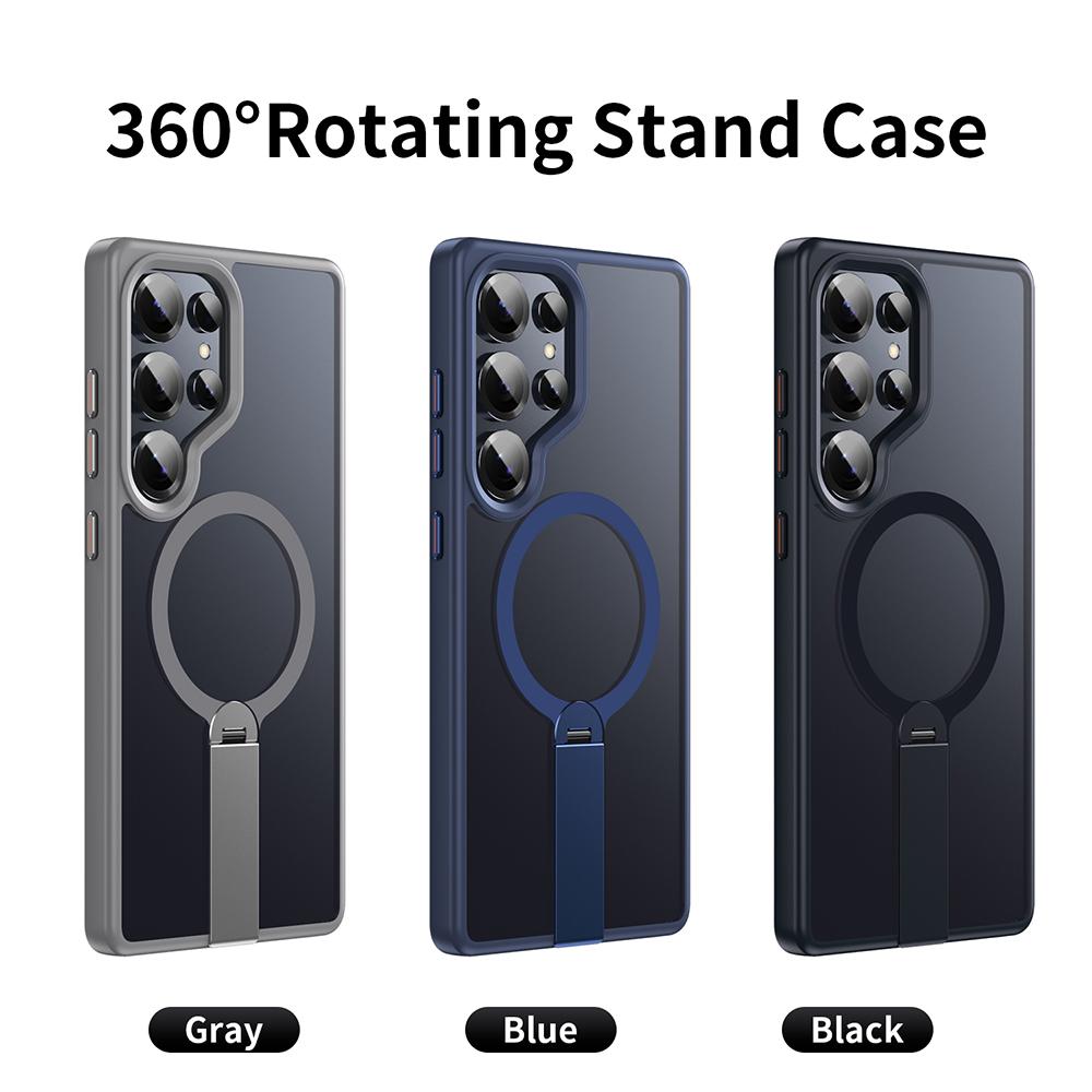 KEYSION 360 Hidden Metal Stand Magnetic Case for Magsafe for Samsung Galaxy S24 S25 Ultra S24+ S25+ Matte Shockproof Phone Cover