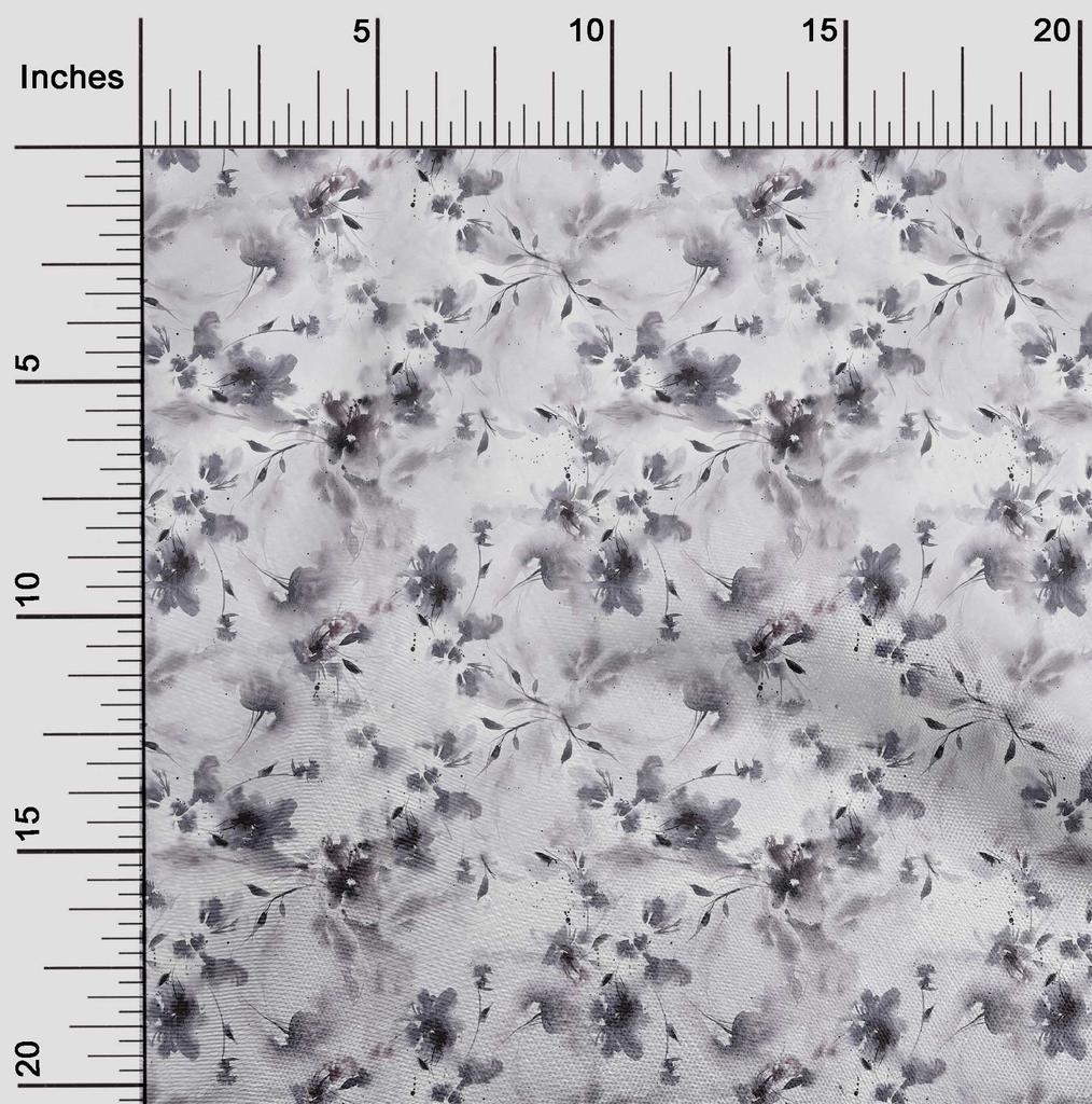 oneOone Cotton Flex Gray Fabric Abstract Watercolor Floral Fabric For Sewing Printed Craft Fabric By The Yard 40 Inch