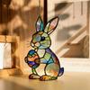 Osterhase Acryl Sonnenfänger Ornament im Buntglas-Stil Bunte Fensterhänge-Dekoration für Ostern Geburtstag Frühling Garten Hausdekor Geschenk