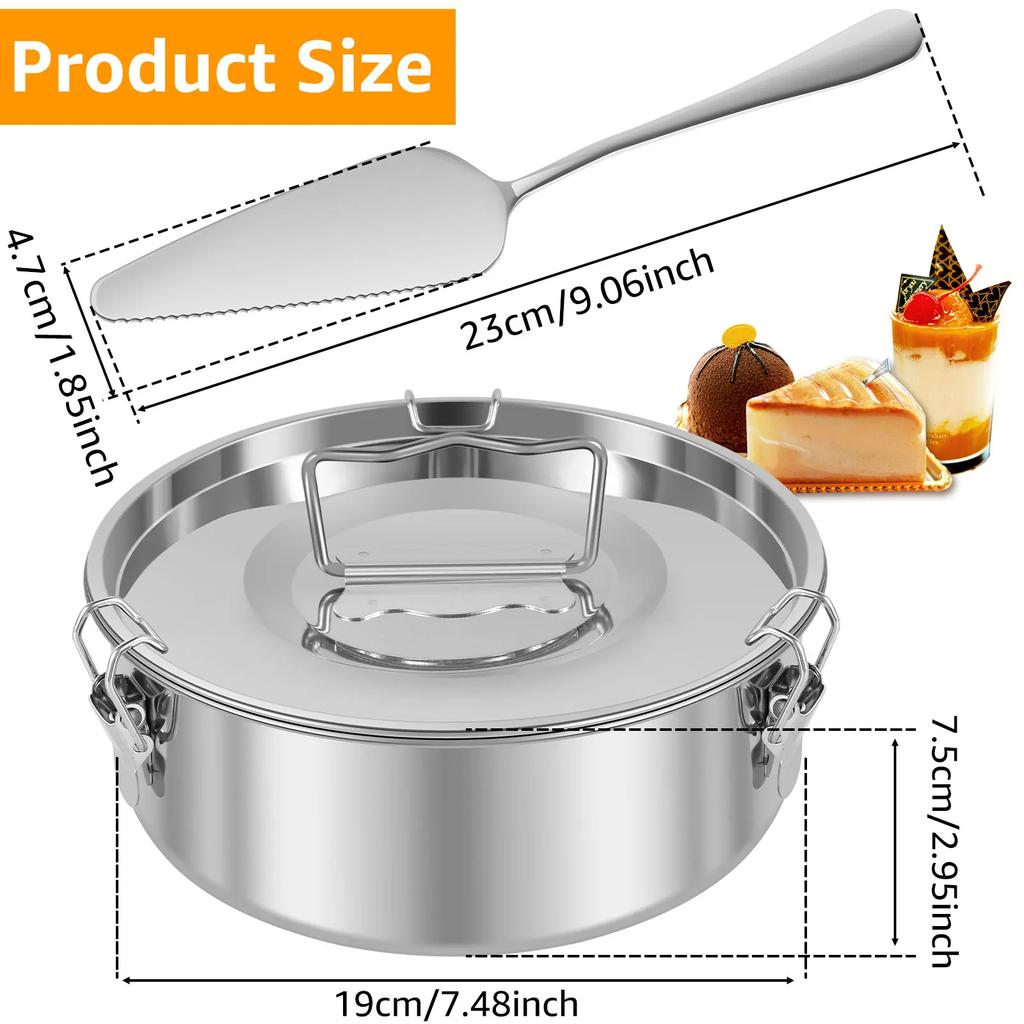 1.5QT Flanform Edelstahl Flanform Runde Kuchenform Backzubehör für Kuchen Käsekuchen Pudding Dessert Küchenzubehör