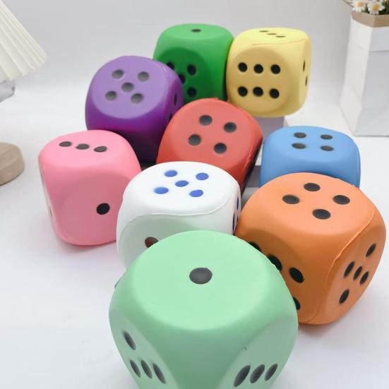 Large Slow-Rising Dice Squeeze Toy Soft PU Fidget for Stress Relief Rounded Corners for Safe Play Colorful Pinch Toy for Board Games