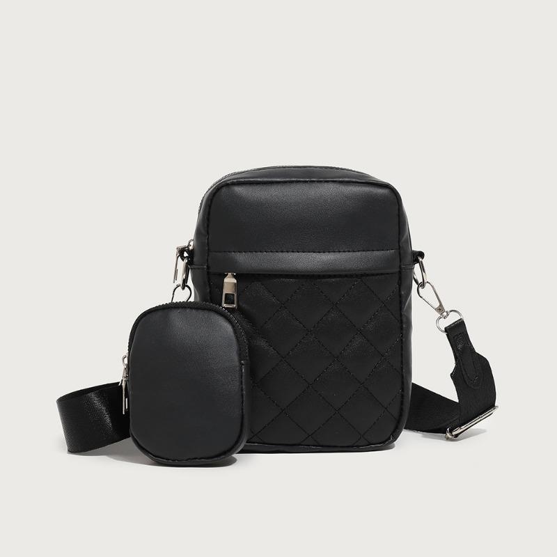 New Messenger Bag Large Capacity Embroidery Thread Rhombus Shoulder Satchel Niche Mobile Phone Bag