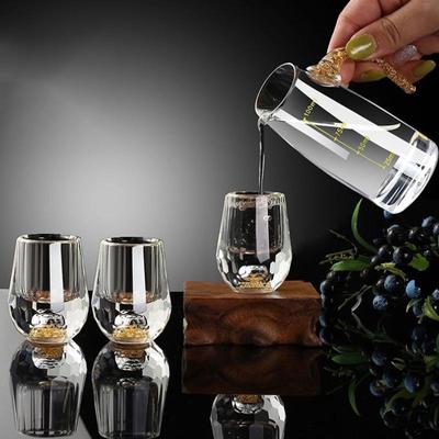 Luxury Crystal Glass Vodka Glass Sake Shochu Glass Bar Liqueur Gold Foil Glass