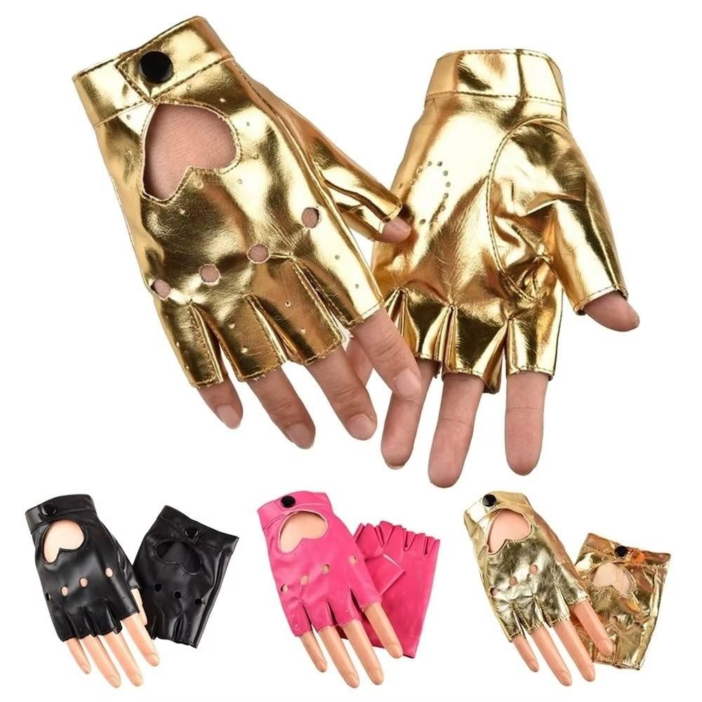 Solid Color Y2k Leather Gloves Harajuku Half Finger Mittens Women Leather Gloves Motorcyclist
