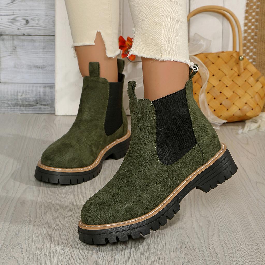 Winter -selling Comfortable Sports High-heeled Women's Boots Fashionable New Round Toe Casual Elegant Thick-soled Short Boots