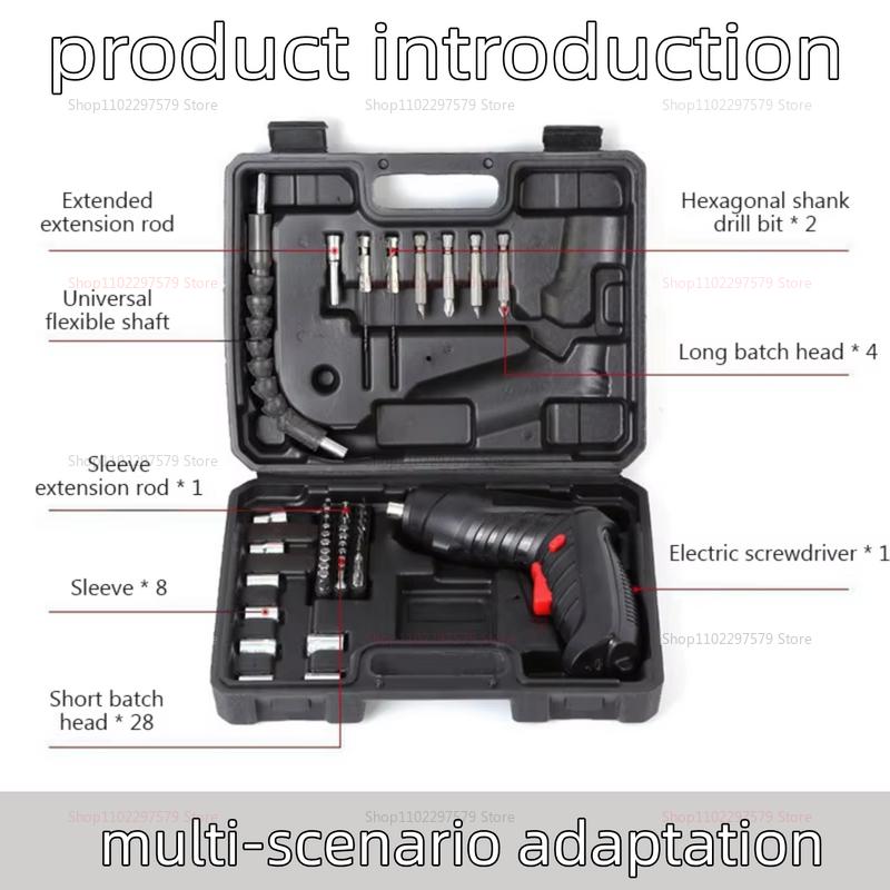 47-teiliges Elektroschraubendreher-Set 3,6 V Akku-Elektrowerkzeug mit 1800-mAh-Akku Tragbares Haushaltswartungs-Reparaturset