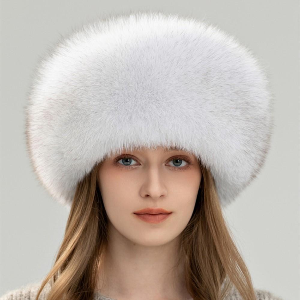 Fox fur whole leather hat women warm real fox fur hat winter outings ear-protecting Mongolian hat making the face look smaller