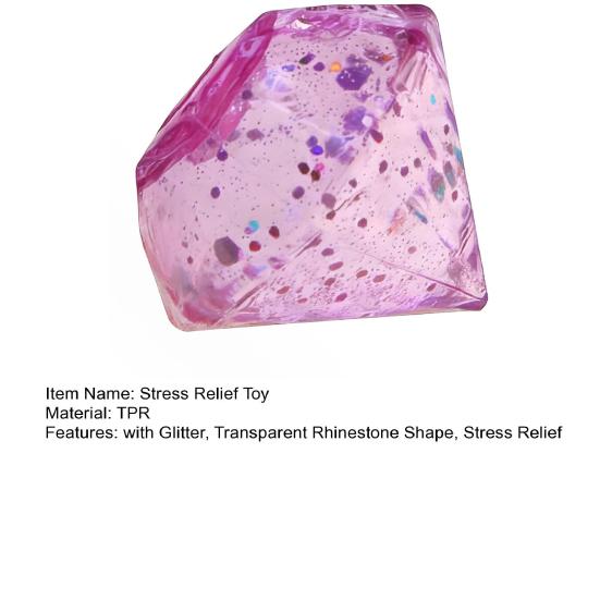 Glitter Transparent Rhinestone Squeeze Toy Anxiety Relief Rhinestone Sensory Toy Slow Rising Stress Toy Students Office Workers
