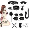 Samcos SM Restraints SM Set Restraints 11 Piece Set Handcuffs Leg Shackles Collar Leg Shackles Mouth Shackles Eye Mask Adjustable Adult Toys SM Goods